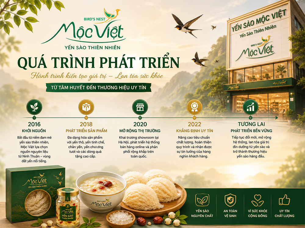 Quá trình phát triển | Hành trình xây dựng thương hiệu Yến sào Mộc Việt